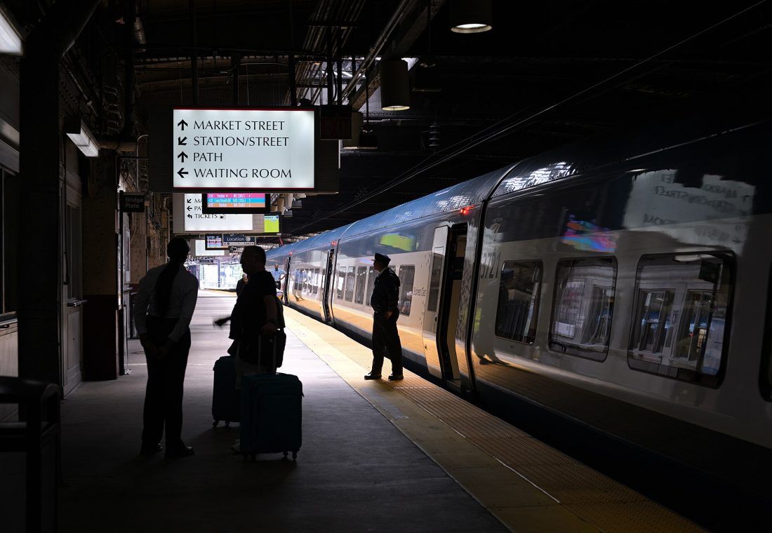 Amtrak Acela Express train #2166 at track 4 at Newark Penn Station