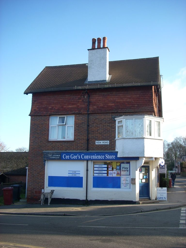 Corner shop on the corner of Camelsdale Road and New Road, Camelsdale, Haslemere. West Sussex.