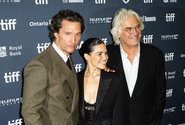 Matthew McConaughey, America Ferrera and Paul Greengrass on the red carpet for the movie "The Lost Bus" at the 2025 Toronto International Film Festival