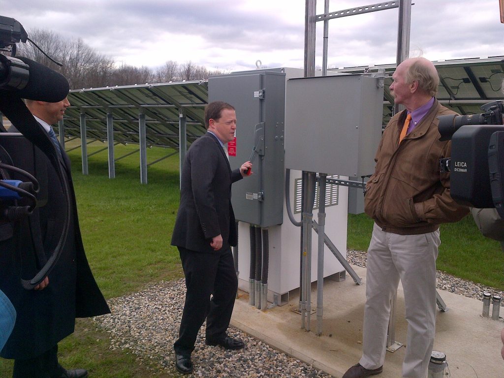 MassDOT Secretary and CEO Richard A. Davey today joined state and local officials to activate the solar array at MassDOT's Highway Division District 2 Administration Building in Northampton. Through the work of the Patrick-Murray Administration and the Legislature, clean, renewable energy and technology has been made a top priority. During optimum conditions, the solar array will power up to 30 percent of MassDOT's District 2 building - and has room to grow. This project was built by JF White at no upfront cost to taxpayers. JF White will earn Solar Renewable Energy Credits that accrue as the system generates power. Known as SRECs, the credits are traded like a commodity and are offered as an incentive for the production of solar energy generating facilities.