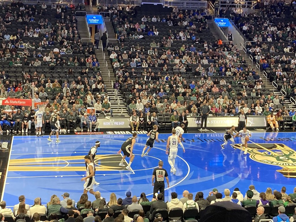 In-game action during the Orlando Magic vs. Milwaukee Bucks 2024 NBA Cup basketball game at Fiserv Forum in Milwaukee, Wisconsin (United States). Milwaukee won 114–109.