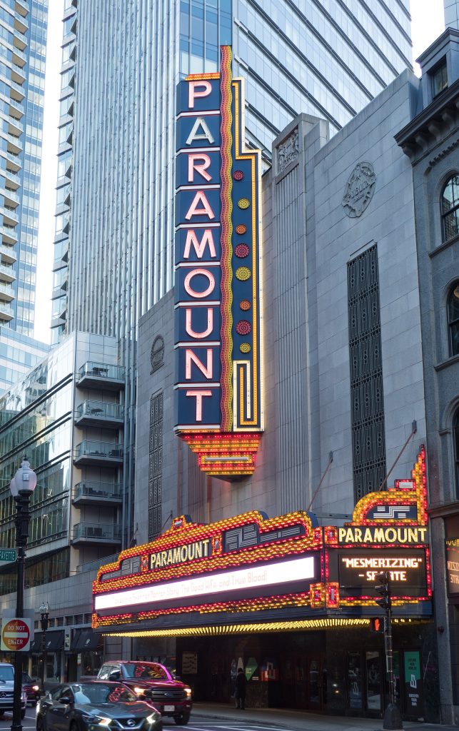 Paramount Theatre in Boston The Paramount opened in 1932 as a 1,700-seat, single-screen movie theatre. It was one of the first movie houses in Boston to play talking motion pictures. The theatre was named after its original owner, Paramount Pictures. It closed in 1976