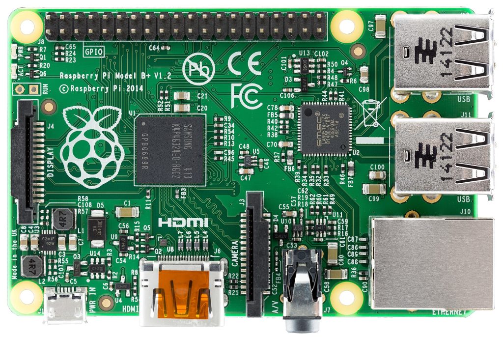 Top face of the Raspberry Pi model B+