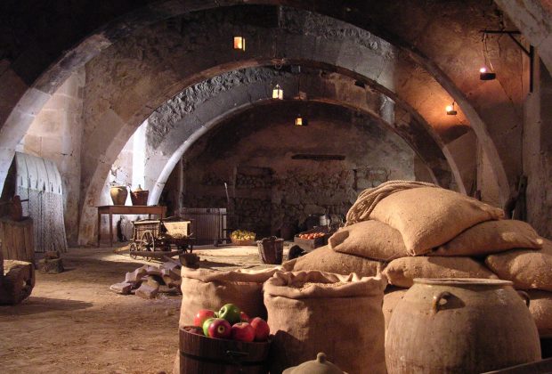 Old Warehouse of the Cistercian Monastery of "Santa María de Huerta" in the province of Soria (Castile-Leon), Spain.