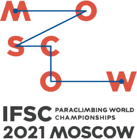 Event logo for the 2021 IFSC Paraclimbing World Championship in Moscow.