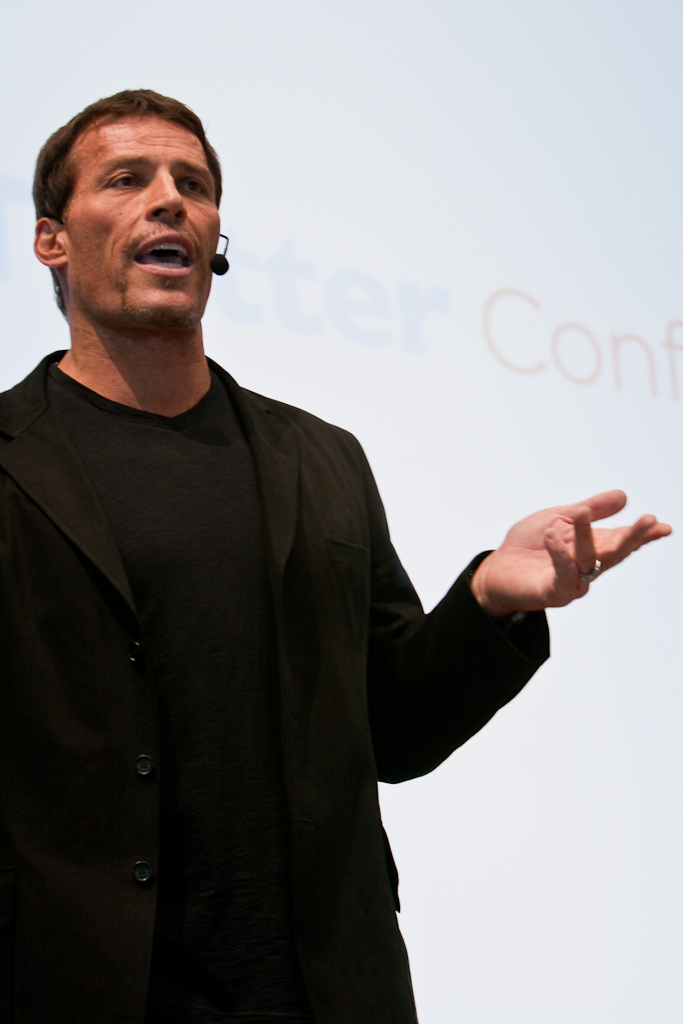 Motivational speaker Tony Robbins at a Twitter conference in 2009.