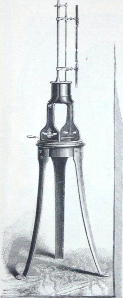 Identifier: VanDepoeleElectricLightCompanyManufactureSingleAndMultipleCurrent (find matches) Title: Van Depoele Electric Light Company manufacture single and multiple current dynamo electric machines, motors, electric lamps and electro-plating apparatus ... Year: 1884 (1880s) Authors: Van Depoele Electric Light Company Subjects: lighting Division 26 street lighting roadway lighting arc lamps Publisher: Van Depoele Electric Light Company Contributing Library: Canadian Centre for Architecture View Book Page: Book Viewer About This Book: Catalog Entry View All Images: All Images From Book Click here to view book online to see this illustration in context in a browseable online version of this book. Text Appearing Before Image: Fig. ii. Steamboat Headlight. i6 DEPOELE ELECTRIC LIGHT COMPANY. ture especially for steamboats a portable lamp, which can be hung up in a fewmoments in any part of the boat, or can be placed on shore if needed. Thislamp is provided with the same feeding mechanism as the preceding lamp, andcan be run for from eight to sixteen hours without renewal of carbons. This lamp is in general appearance similar toFig. 6. Fig. 12 shows the Focusing Lamp forthe use of the lecture room. The lamp ismounted upon a very solid stand, and canbe moved horizontally and vertically toany desired angle. The working of thelamp is perfect and reliable, and any candlepower can be given, from rive hundred to Text Appearing After Image: ' Note About Images Please note that these images are extracted from scanned page images that may have been digitally enhanced for readability - coloration and appearance of these illustrations may not perfectly resemble the original work.
