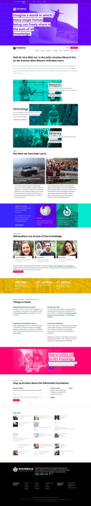 Screenshot of Wikimedia Foundation website.